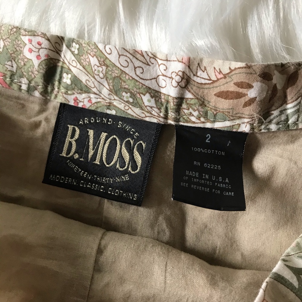 B. Moss 100% Cotton Paisley Lined A-Line Skirt, 2 - Picture 5 of 8